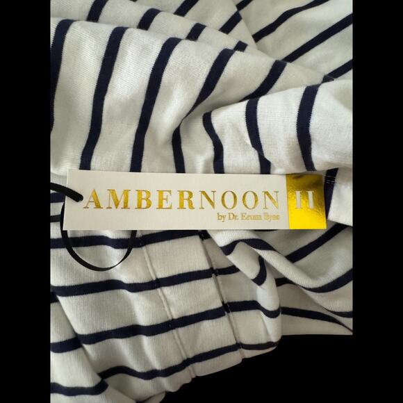AMBERNOON II UV Hooded Striped Tunic Cover-Up White Navy 1X NWT Cotton Blend - Picture 16 of 16